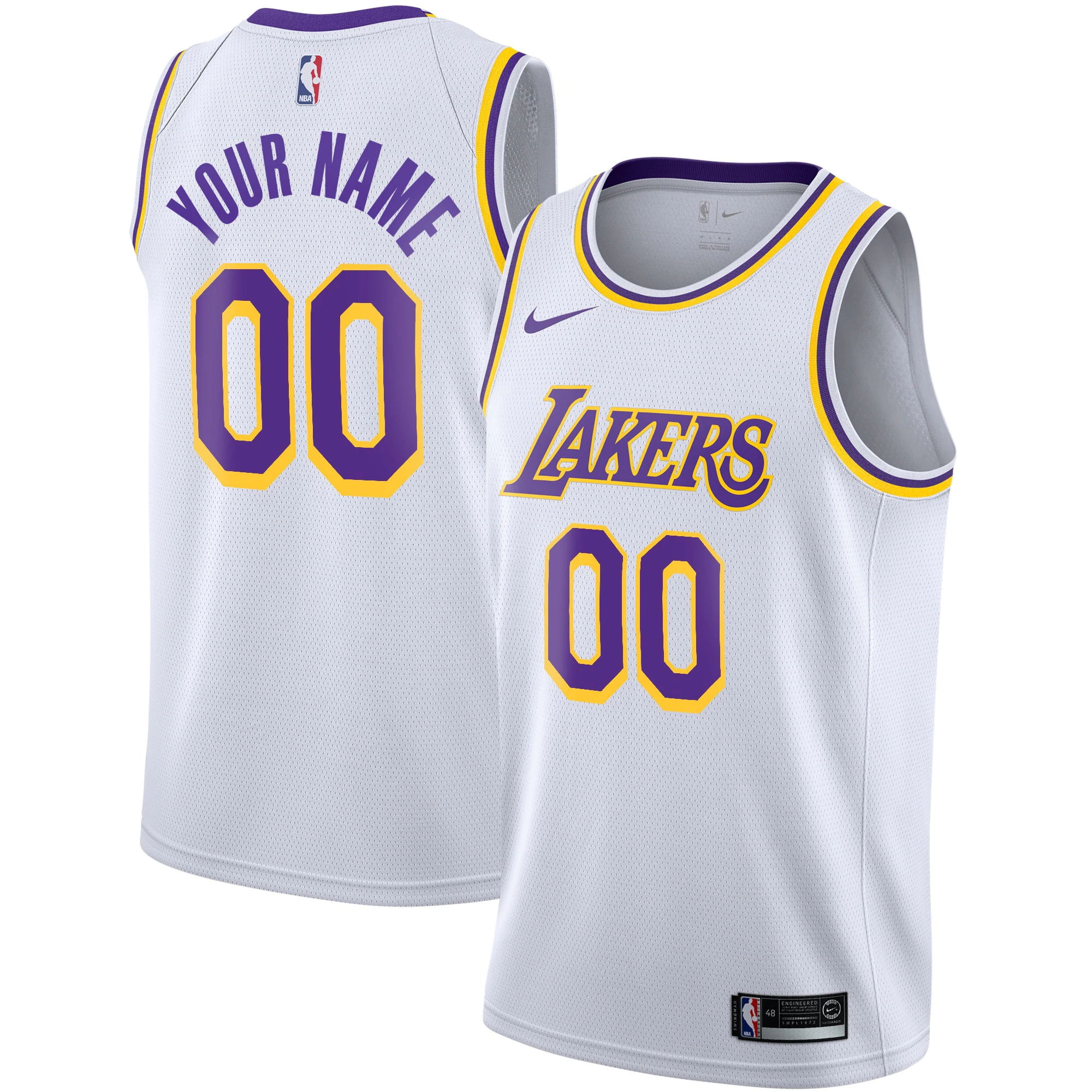 Custom Men Los Angeles Lakers White Nike Swingman NBA jerseys